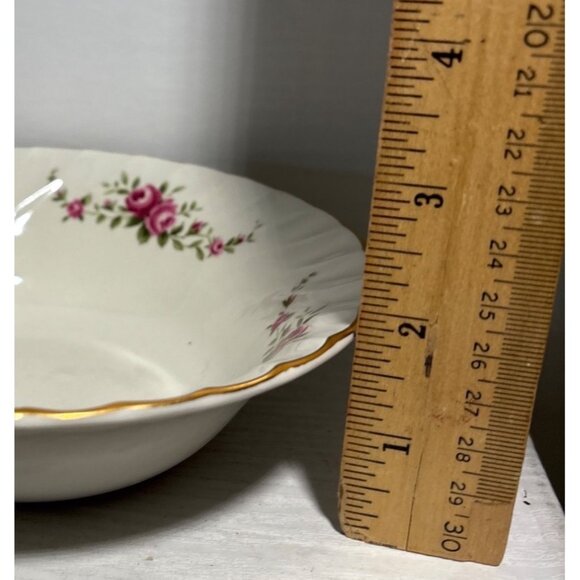 Ridgway Dainty Rose Ironstone Bowls Set Of 5 Pink Floral Design With Gold Trim - Picture 9 of 9